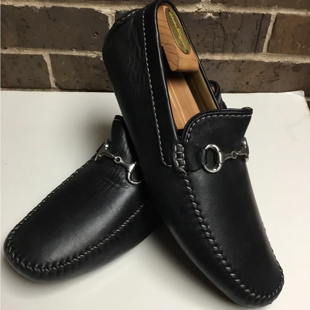 Robert Zur Black Leather Bit-Detail Loafers